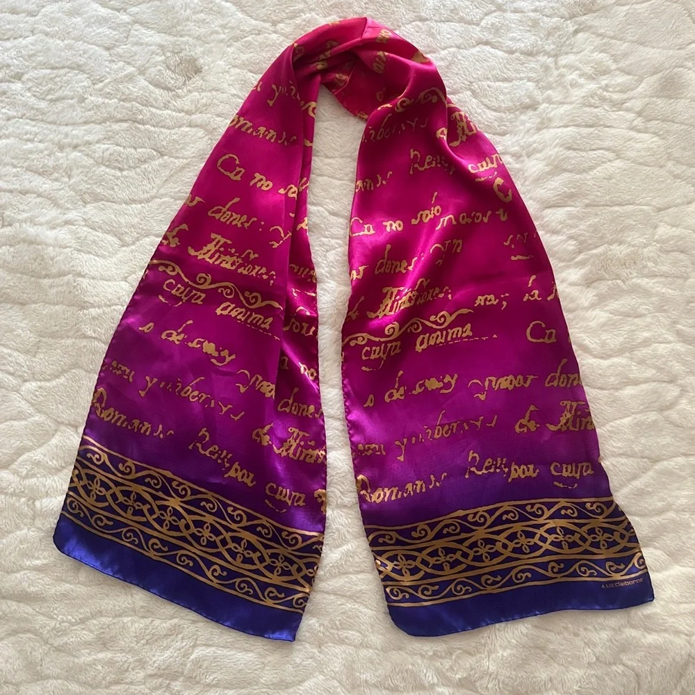 Liz Claiborne Elegant Pink and Purple Silk Scarf